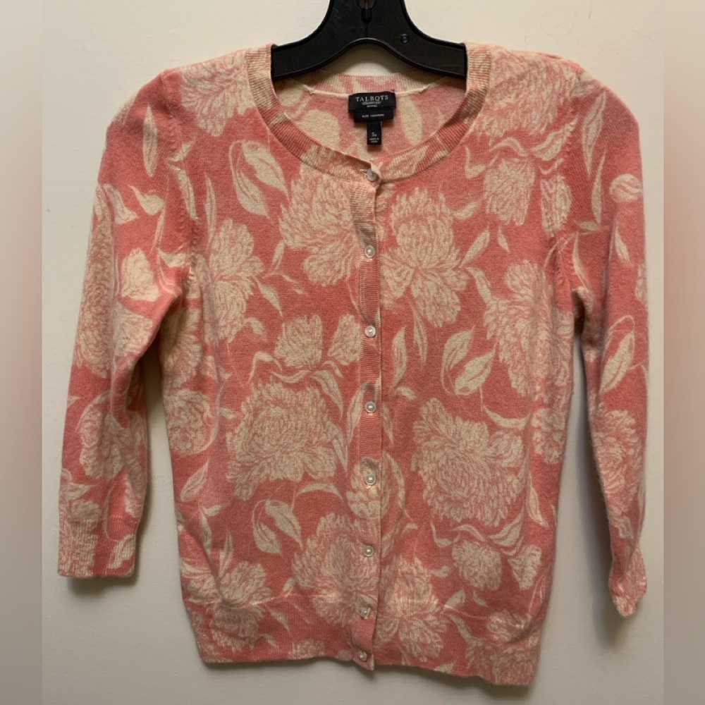 TALBOTS Cashmere Pink Floral Women's Sweater